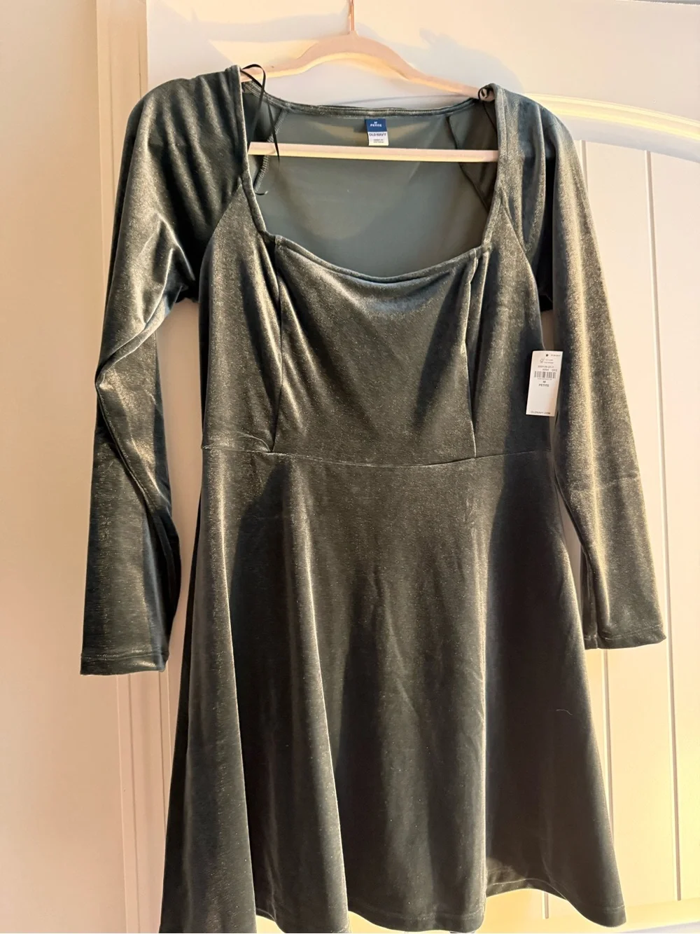 Old Navy Velvet Mini Dress in Olive Green